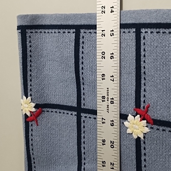 Crystal Kobe 100% Cotton Knit Sweater Vest Denim Blue Navy Gold Buttons - Picture 4 of 9